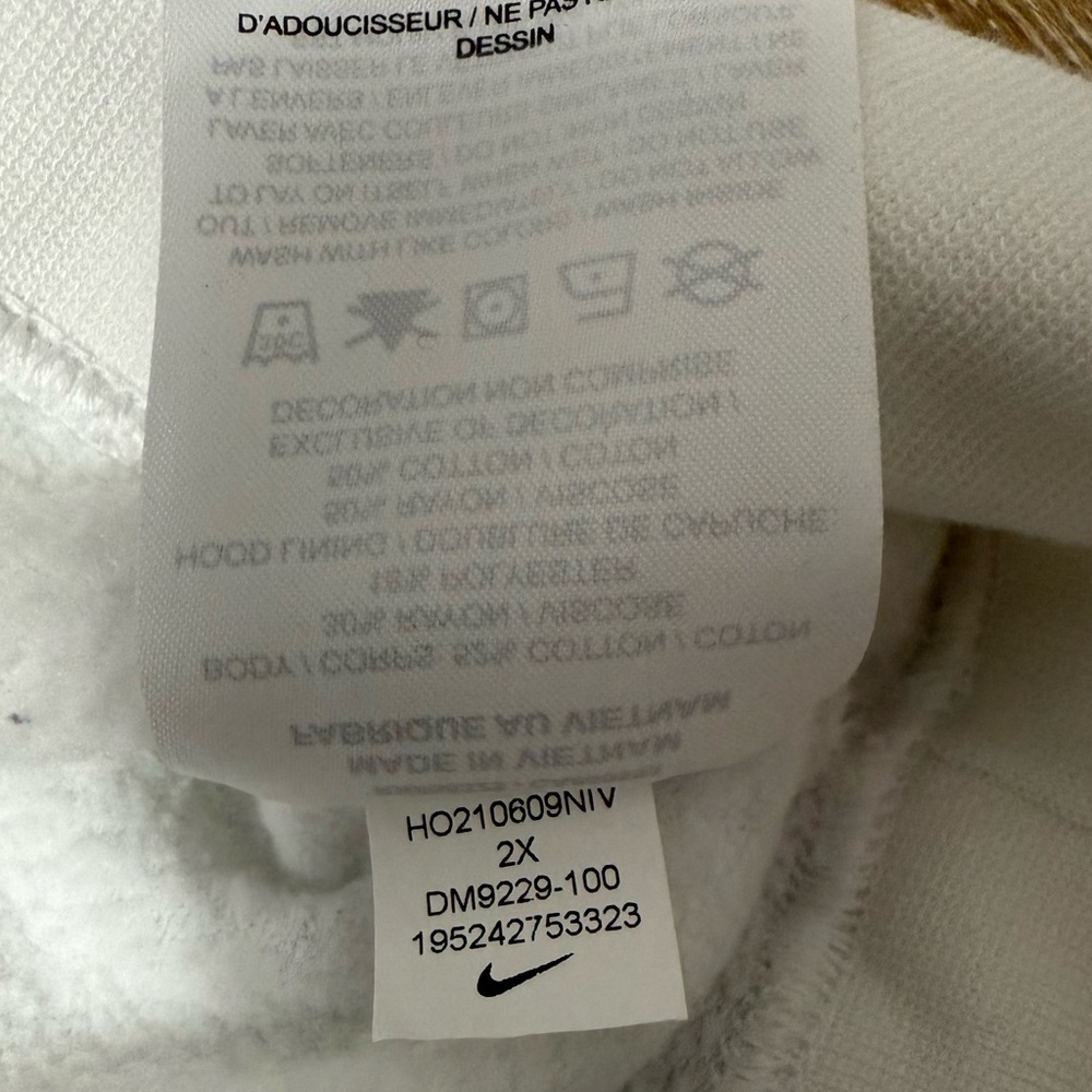 Nike Spellout Swoosh White Hoodie Cotton Blend Sweatshirt Women’s 2X Pullover - Picture 9 of 10